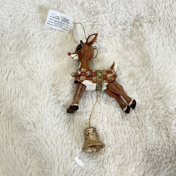 Jim Shore Rudolph Reindeer Vintage Pull String Hanging Christmas Ornament - Picture 3 of 8